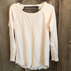 Chaser Thermal Off White Cream Cutout Back Long Sleeve Size Small